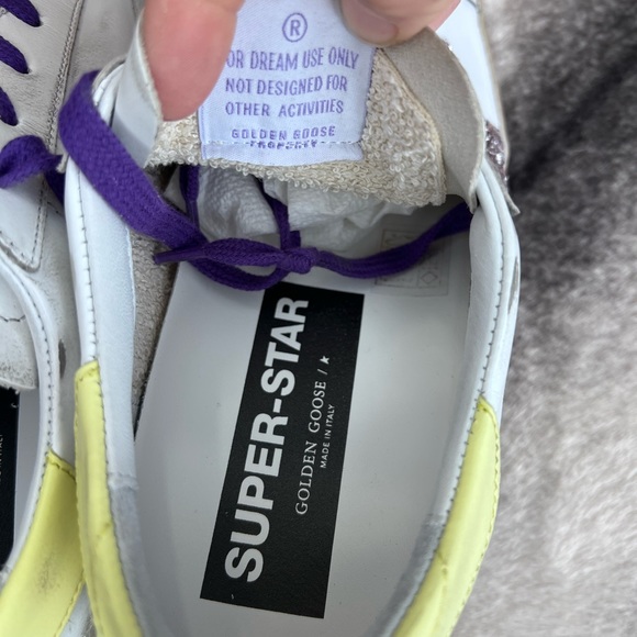 Golden Goose Superstar Classic Leather Glitter Star White Pink Yellow Sneakers - Picture 9 of 16